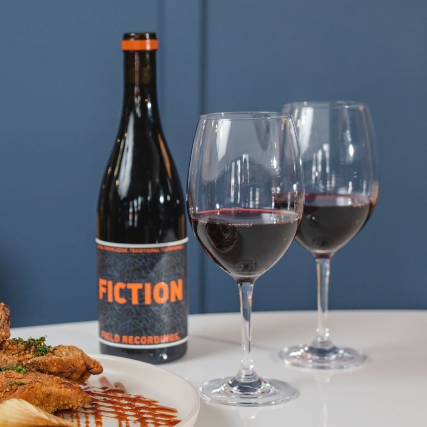 Wine & fried chicken served at Toogie's Bardstown Motor Lodge