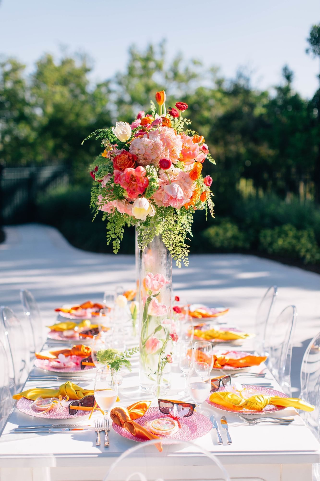 Served meal on an outdoor table at The Grove Resort and Water Park