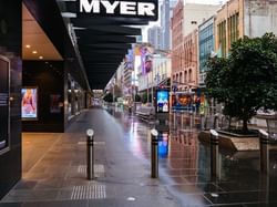 MYER's entrance sign near Brady Hotel Jones Lane