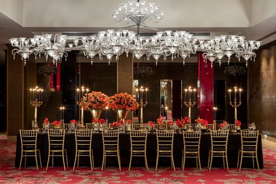 Private Dinner setup in the Crystal Room at the May Fair Hotel, Edwardian Hotels Group