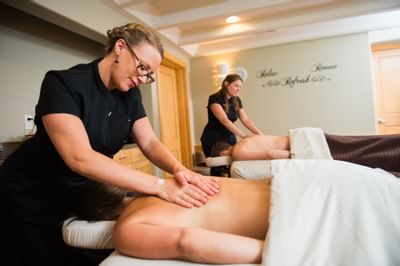 Close up on masseurs in the spa at Sleeping Lady Mountain