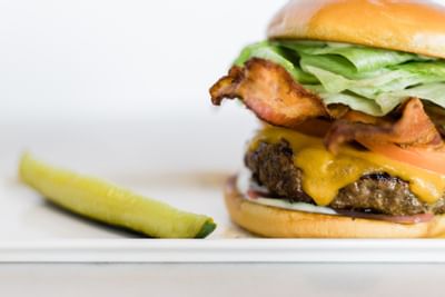 A hamburger served at the Restaurant in Alderbrook Resort