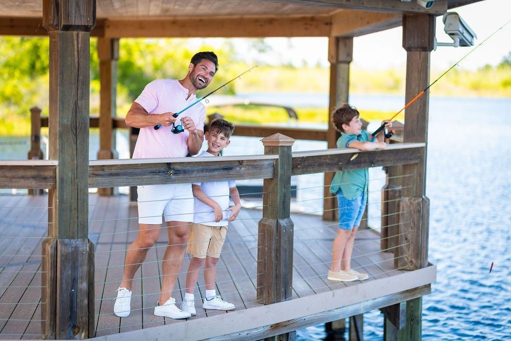 Dad and Sons Fishing at Lake Austin