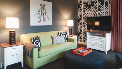 Living area in One Bedroom Suite at Summit Lodge