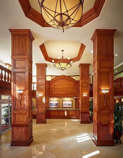 lobby with large pillars