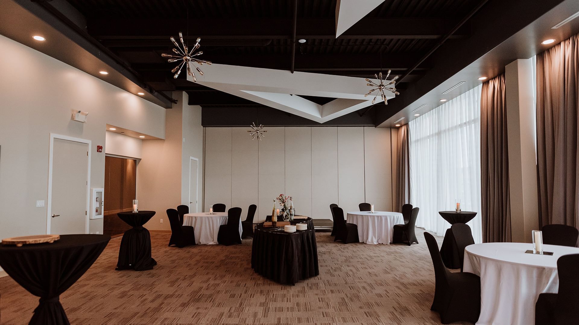 physically distanced meeting space set up