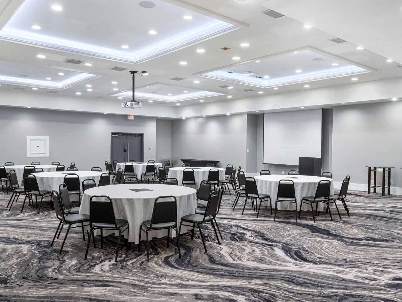 Banquet tables arranged, Harborside Ballroom, Harborside Hotel