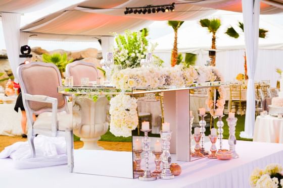 Wedding ceremony reception table at Hotel Coral y Marina