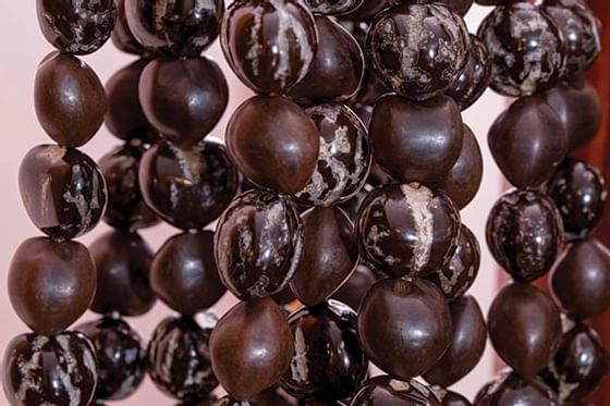 Close-up of brown beads at Ka'anapali Beach Hotel Hawaii