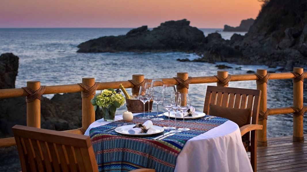 romantic dinner table on the beach