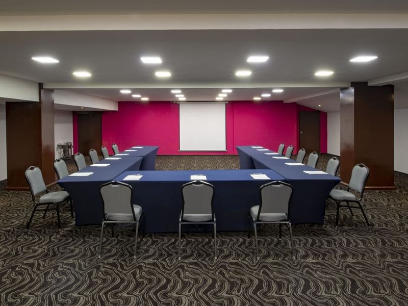 U-shaped meeting room set up in Cervantes at Gamma Hotel