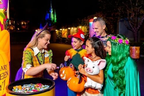Trick-or-Treaters enjoy Mickey's Not-So-Scary Halloween Party at Walt Disney World.