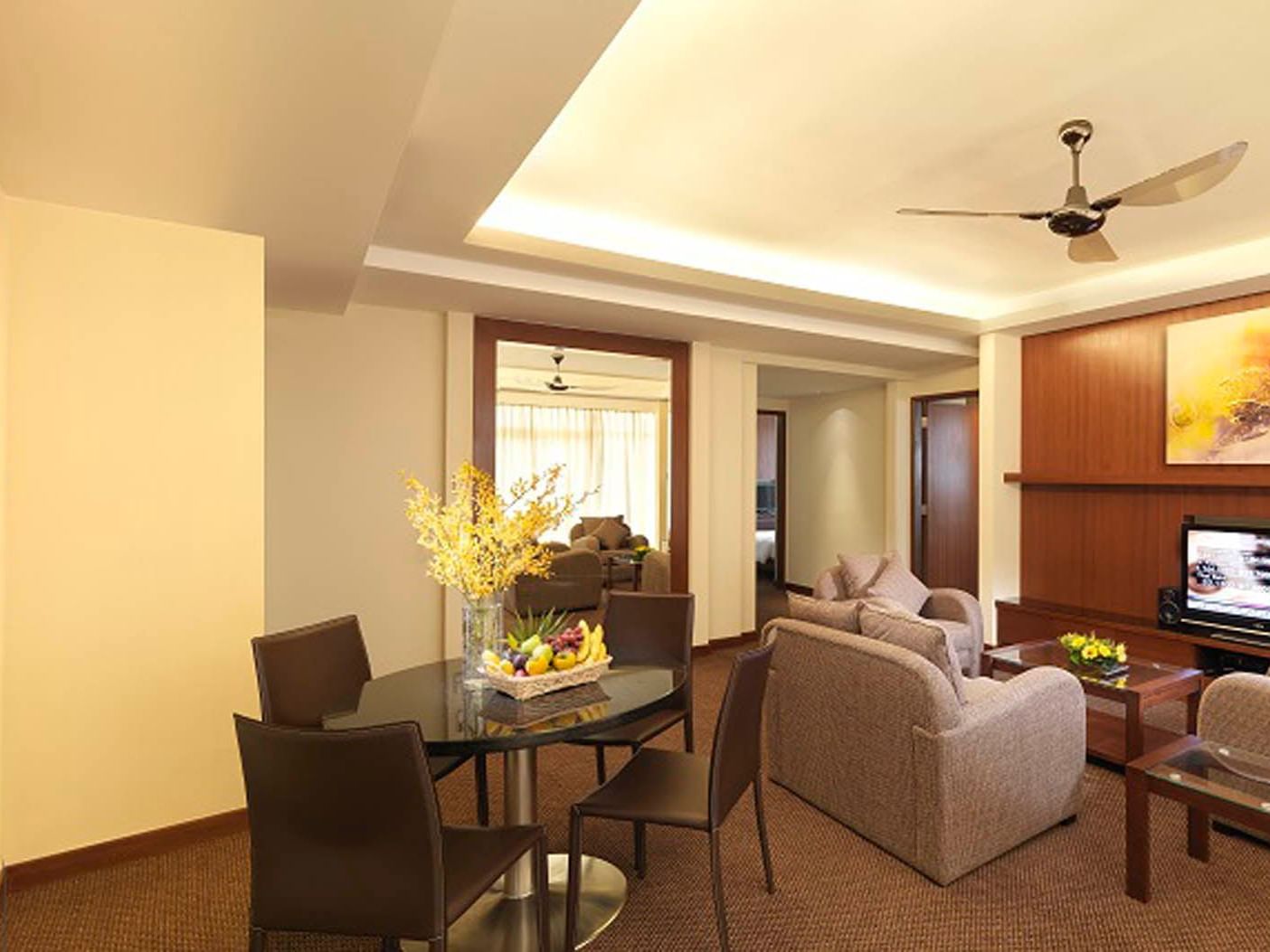 Living area of 2 Bedroom Apartment at Gardens hotel & residence
