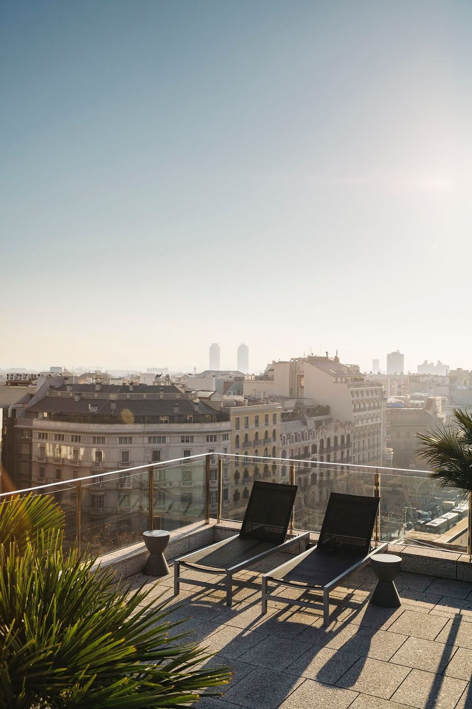 Rooftop lounge area with a city view at Barcelona Apartment