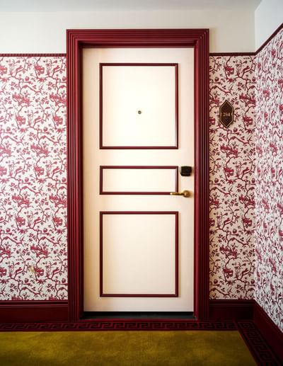 Door with patterned wall in 284th room at Esme Miami Beach