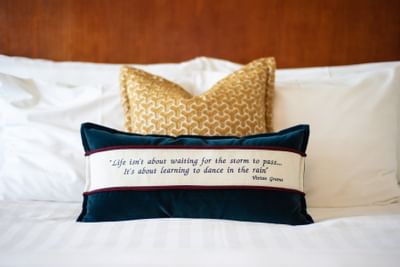 Accent pillows on the bed at Alderbrook Resort & Spa