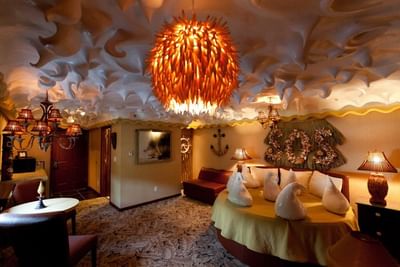 Interior of Maryann's Coconut Cream Pie with a textured ceiling, unique features at The Roxbury