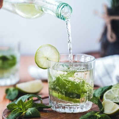 Close-up of preparing a cocktail at Falkensteiner Hotels