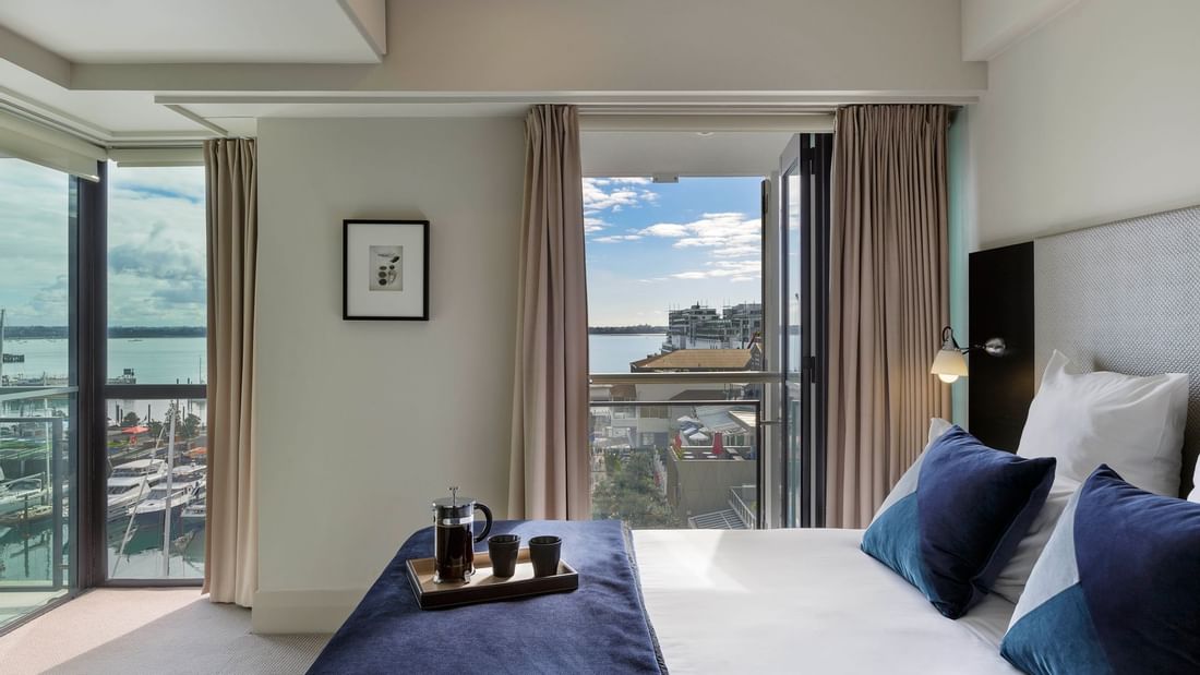 City View Studio bedroom at The Sebel Auckland Viaduct Harbour