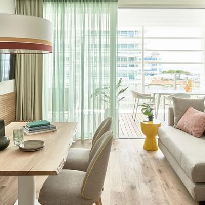 Lounge & balcony in Apartment Barene at Falkensteiner Hotels