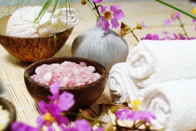 Aromas and towels of the Wellness area of Precise Seehof Davos K