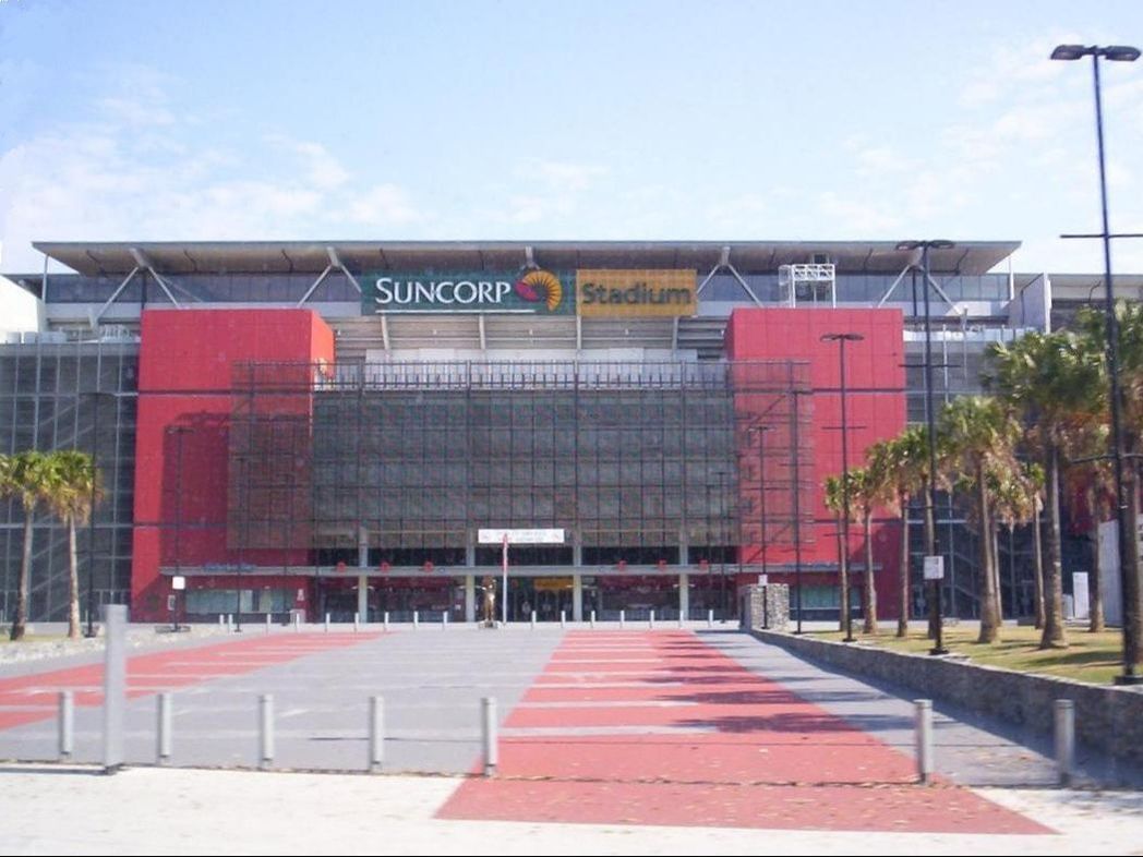 Suncorp Stadium with parking area near George Williams Hotel