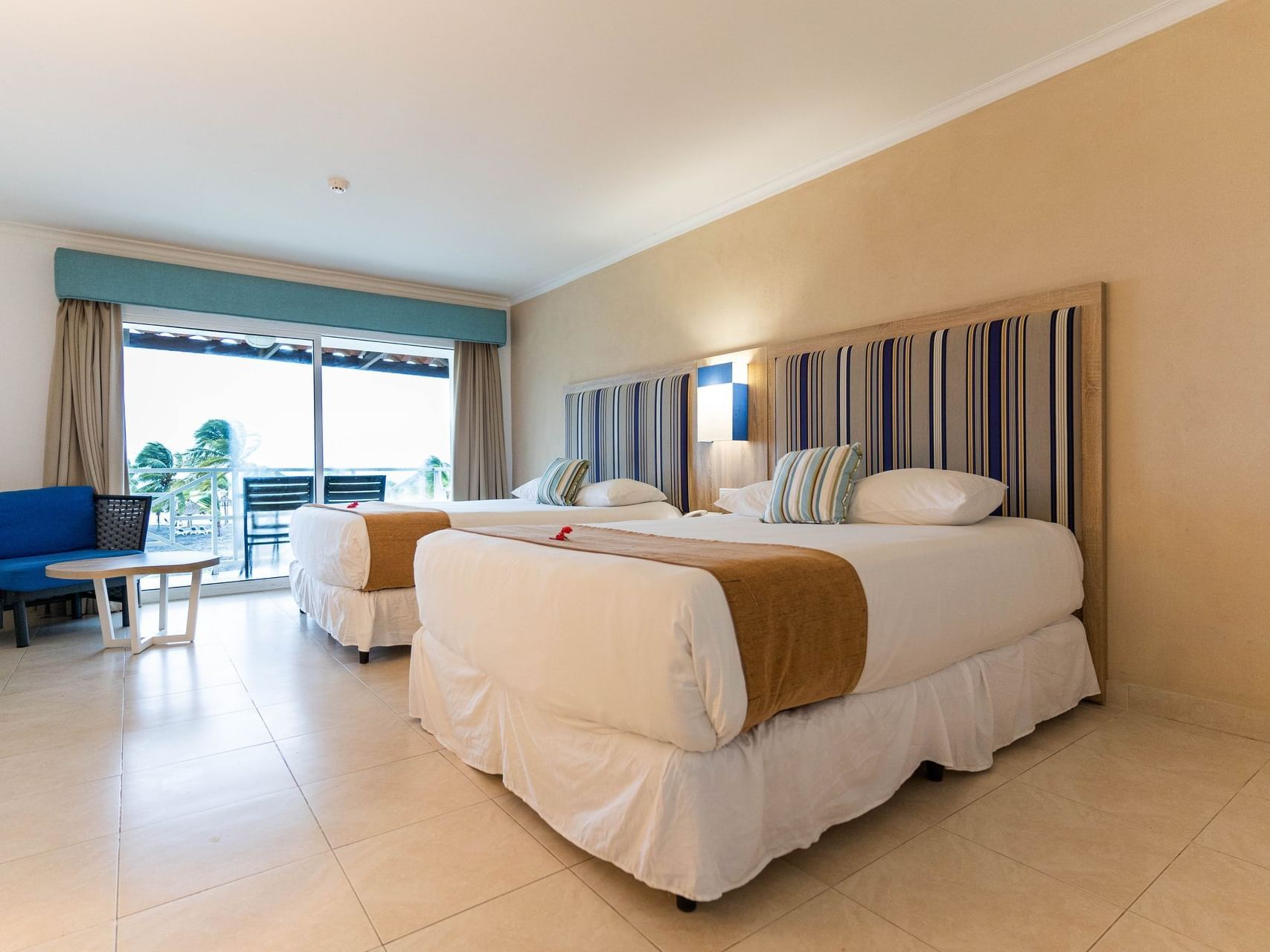 Twin beds in Sea View Club Arenas Room at Playa Blanca