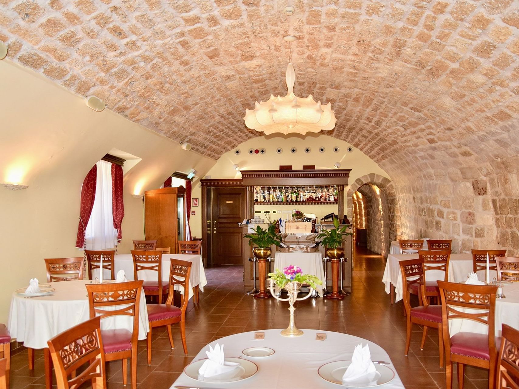 Indoor dining area of Kazbek Restaurant at Hotel Kazbek