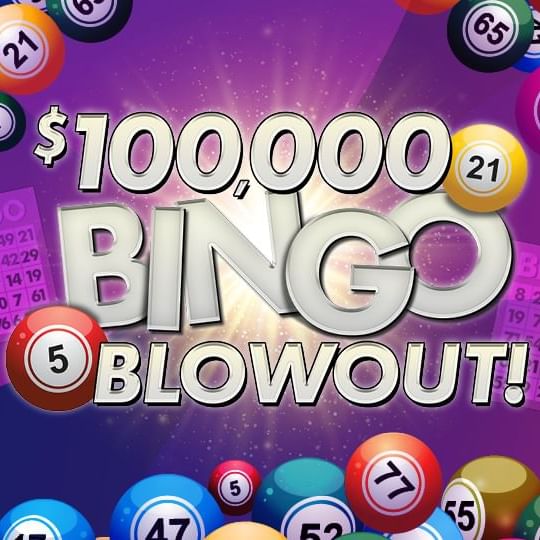 $100,000 Bingo Blowout Promo Logo with Bingo Balls