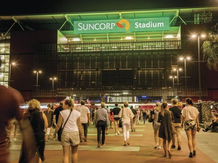 People walking at Suncorp Stadium near the Pullman & Mercure Brisbane King George Square