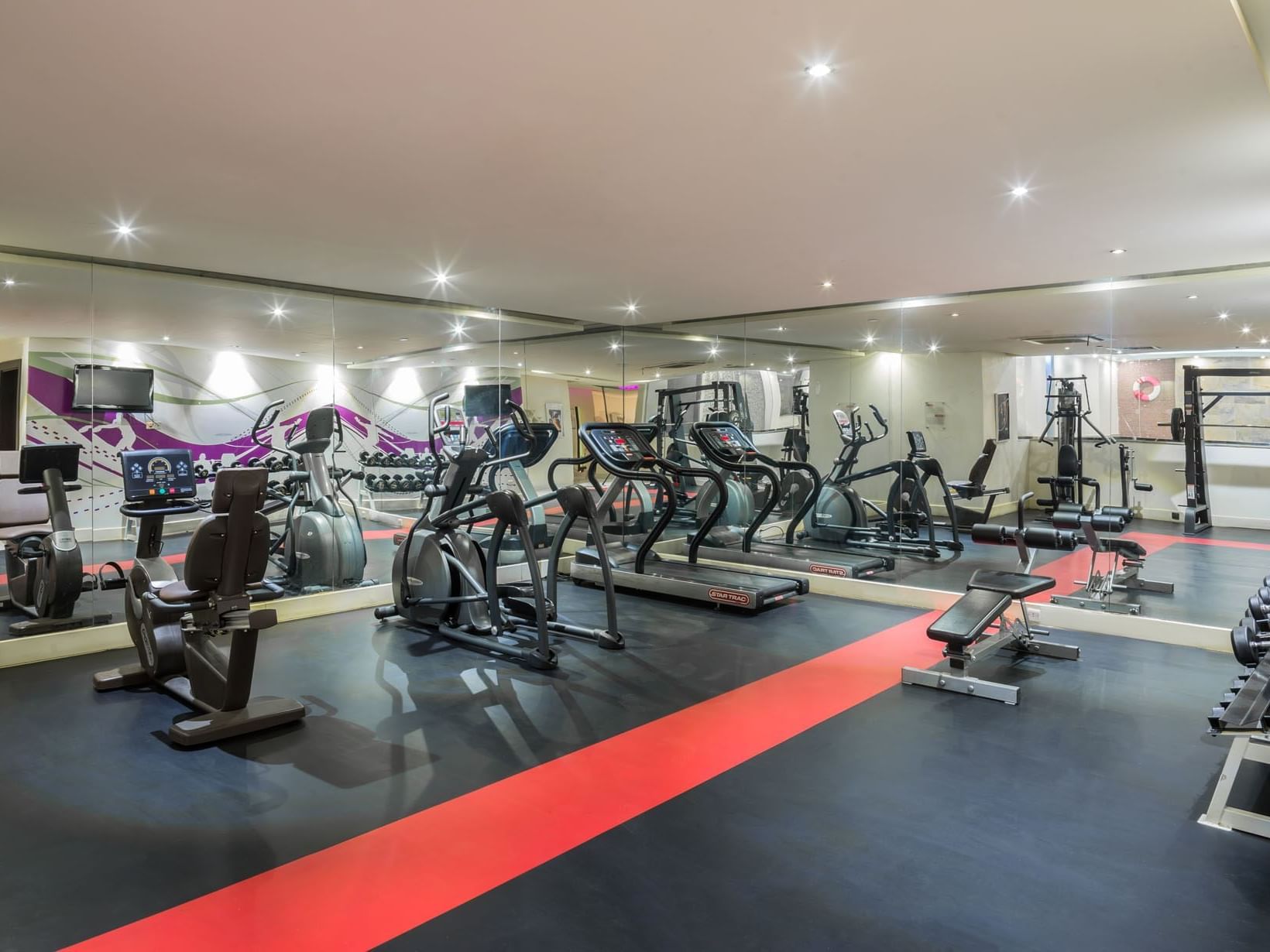 Fully equipped gymnasium at Mena Hotel Riyadh