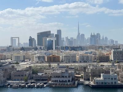 A distant view of the city from Carlton Dubai Creek Hotel