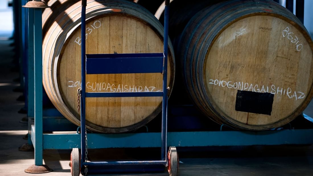 Cart with wine barrels at Eden Road Wines near Pullman Sydney Hyde Park