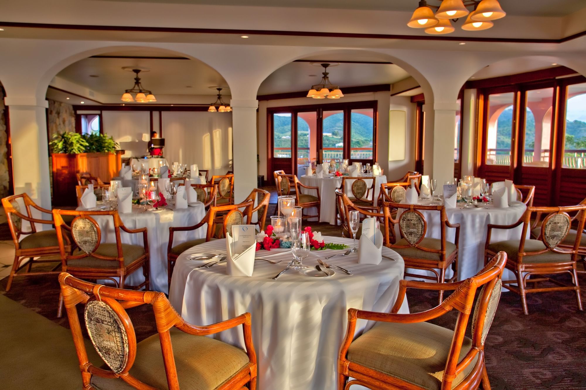 Interior of the dining area in Brass Parrot at The Buccaneer Resort St. Croix