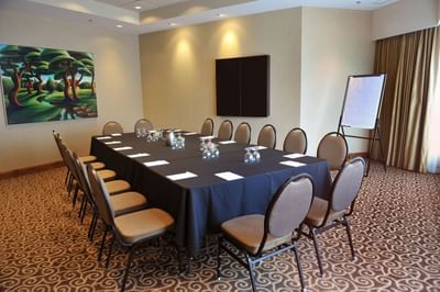 large conference table in room