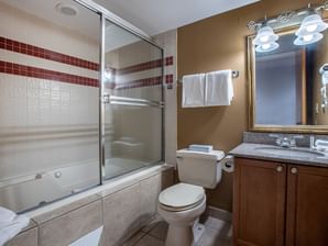 Vanity & shower in Mini Suite Bathroom at Legacy Vacation