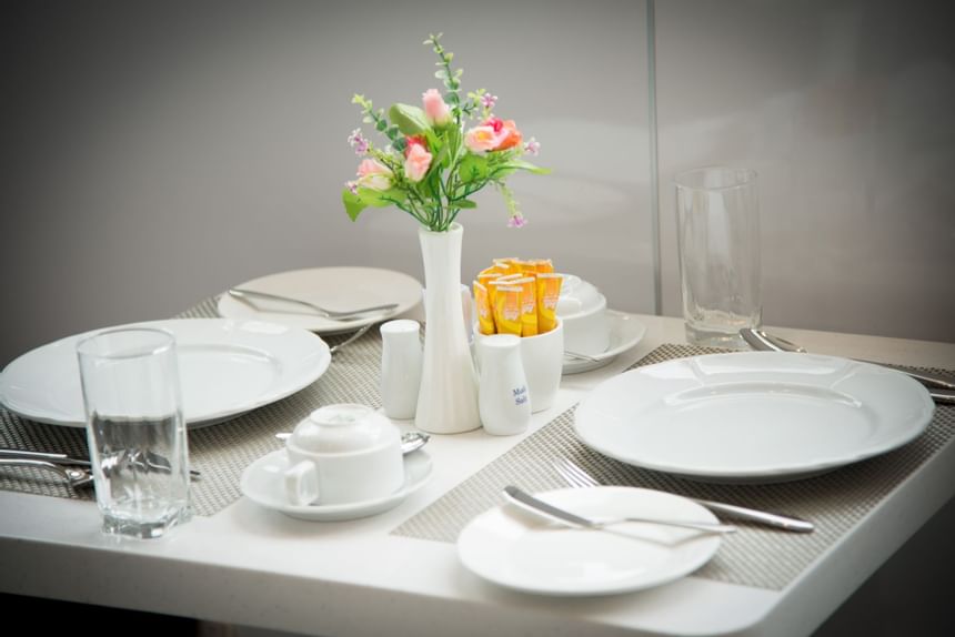 Dinning table arrangement for two at the Empress Hotel