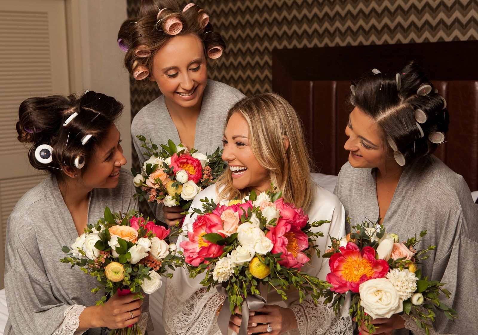 Bride and bridesmaids preparing for wedding at The Grove Hotel