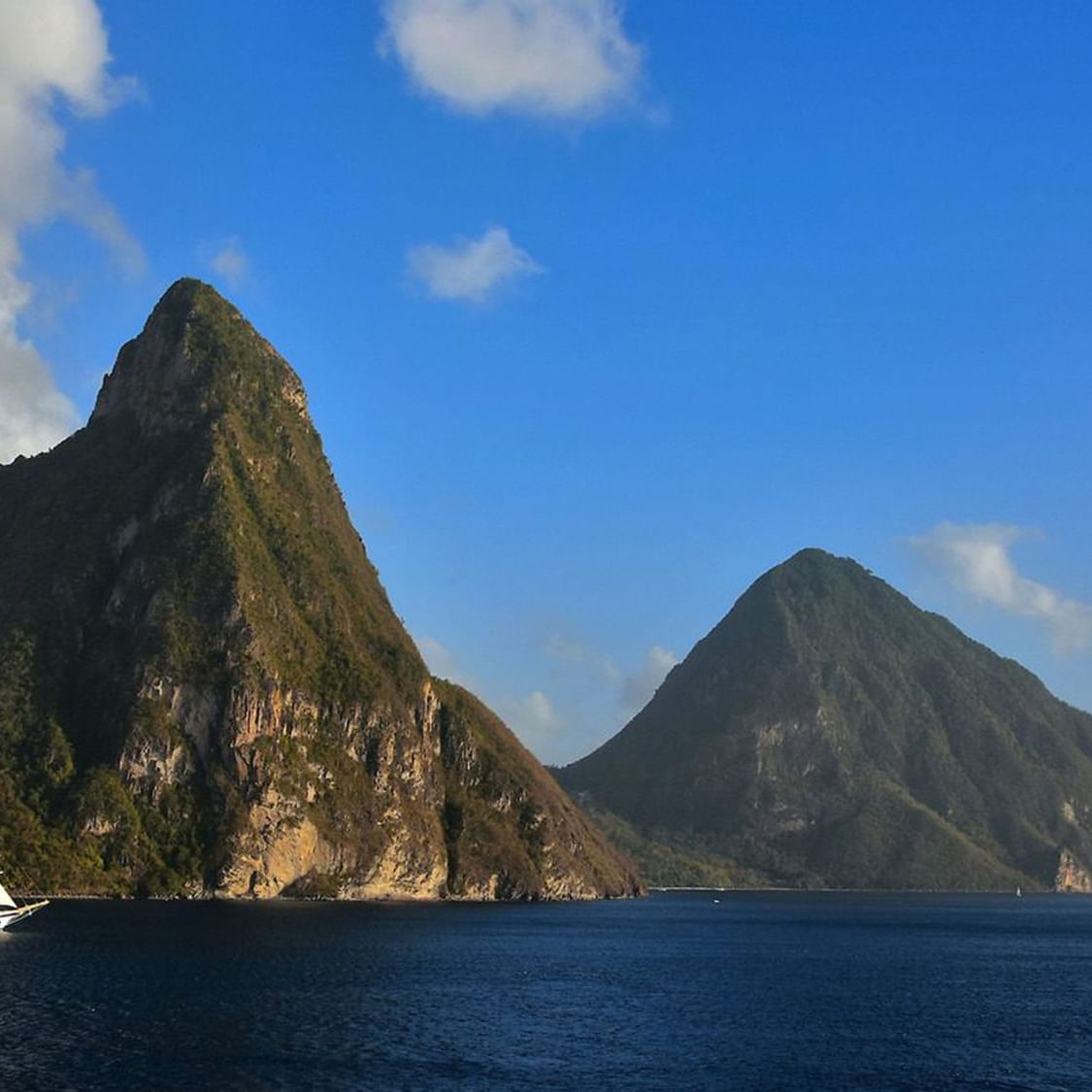 famous st. lucia mountains on ocean