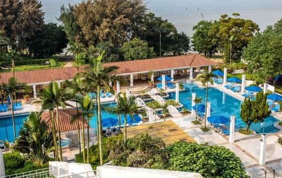 Aerial view of the Grand Coloane Resort & the pool complex