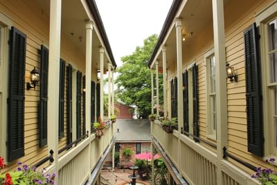 Balcony view of the courtyard at Andrew Jackson Hotel
