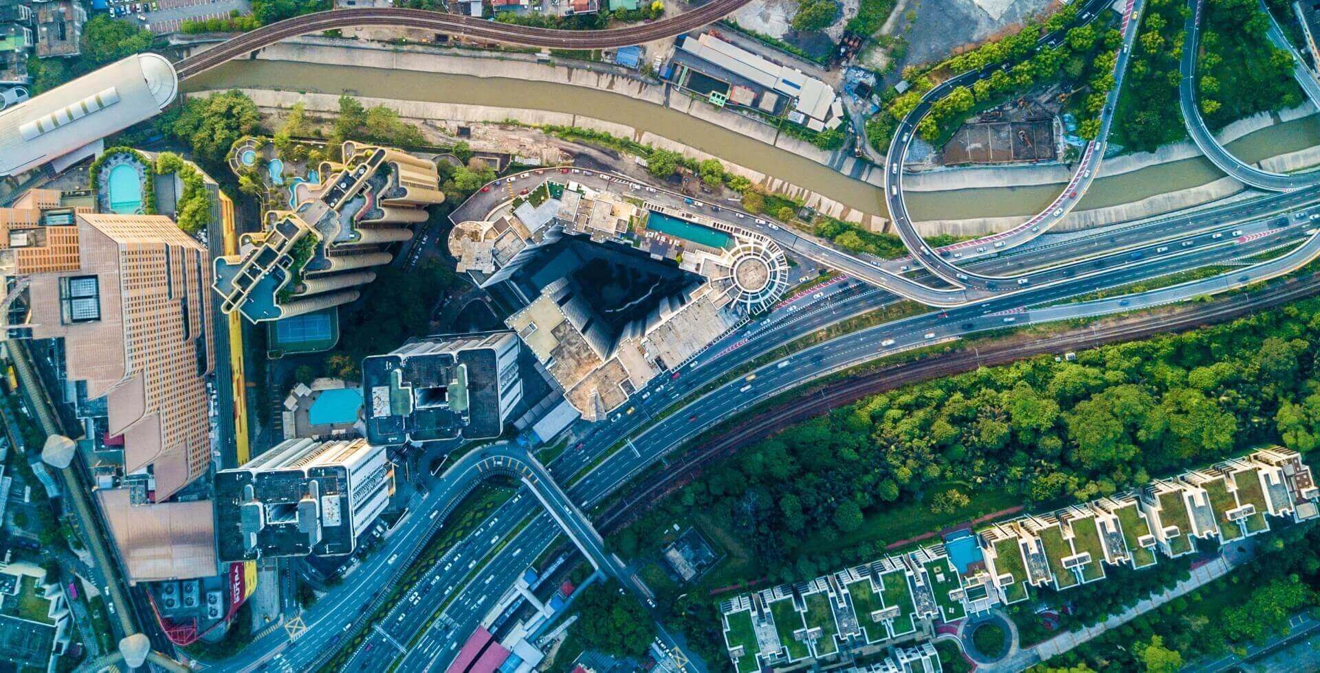 Aerial view of Kuala Lumpur City near Sunway Putra Hotel
