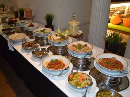 Buffet arrangement in Moon Deck at Warwick Doha