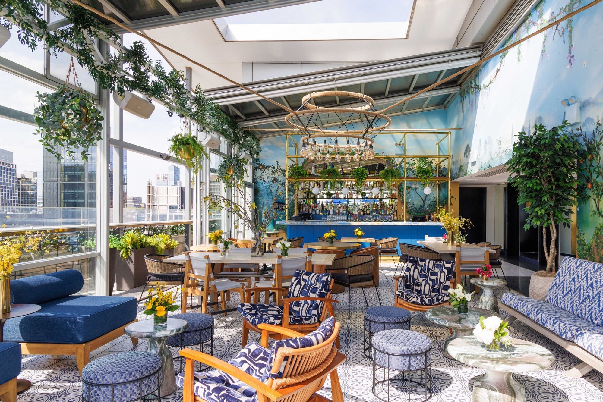 Gansevoort rooftop bar with dining furniture