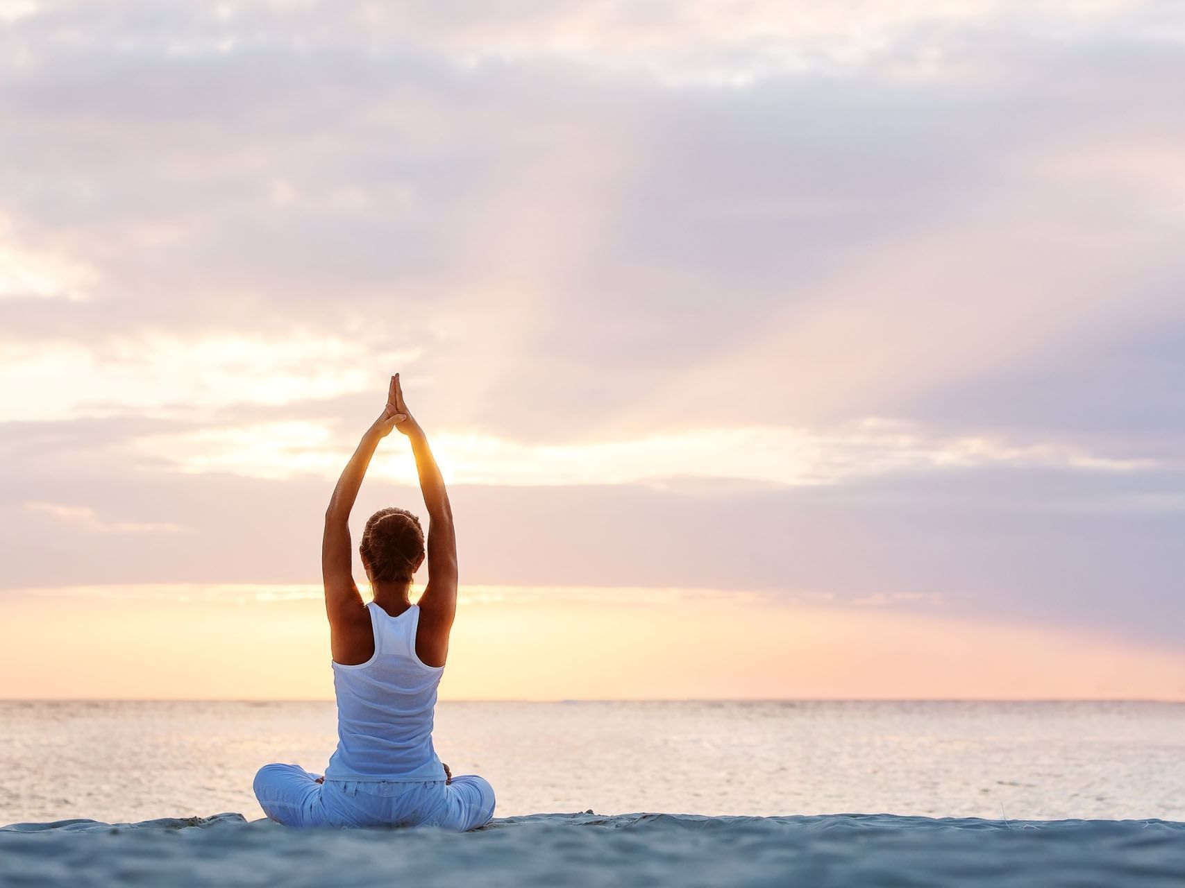 Lady doing Yoga with Sea view, Tanjung Rhu Resort Langkawi