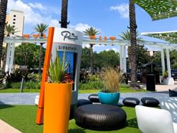 Outdoor lounge area at the Pointe Orlando entertainment complex on International Drive near Rosen Inn Hotels and Resorts