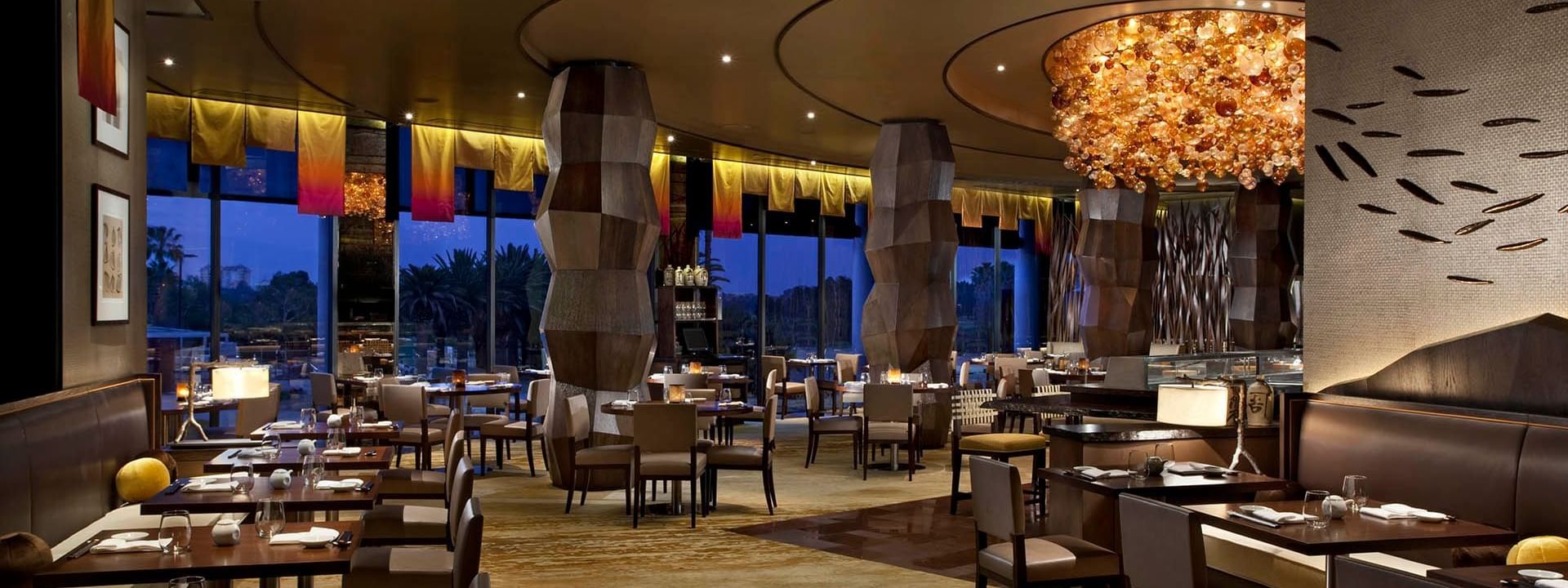 Dining table setup in Nobu Restaurant at Crown Hotel Melbourne