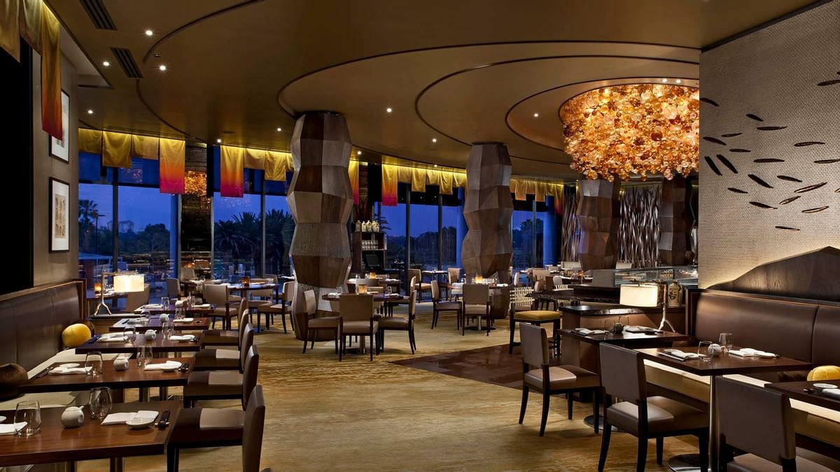 Dining table setup in Nobu Restaurant at Crown Hotel Melbourne