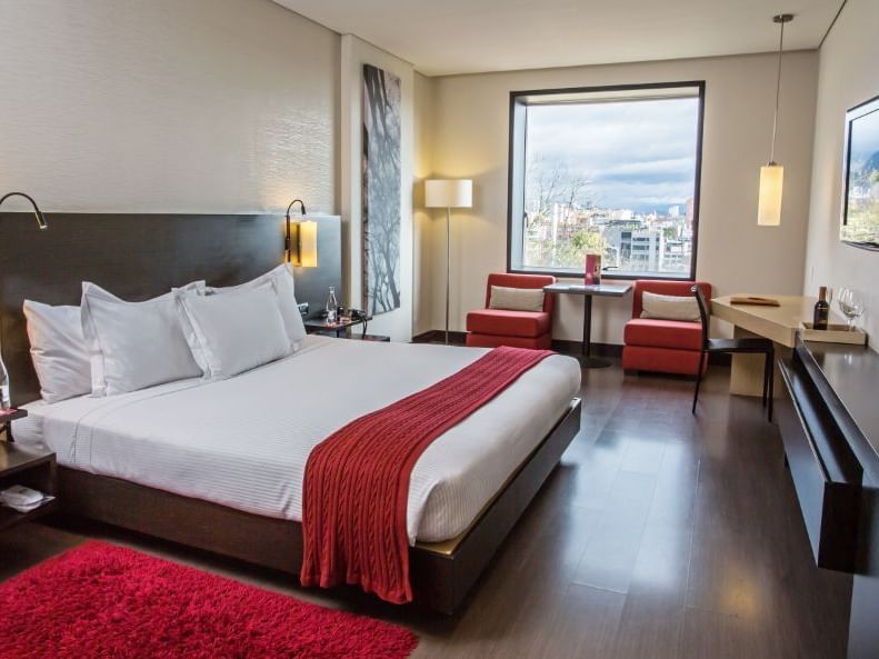 bed and two chairs