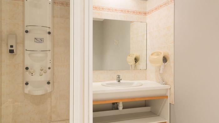 Luxury Bathroom vanity with glass at Hotel Belem